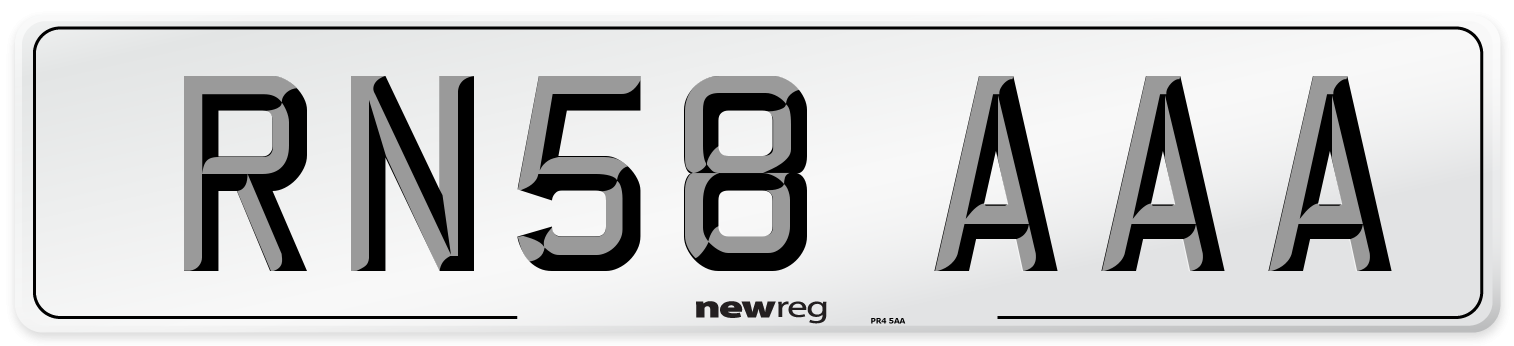 RN58 AAA Number Plate from New Reg